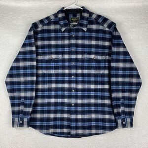 Vtg Eddie Bauer Shirt Mens Size XL Blue‎ Plaid Heavyweight Flannel Lumberjack